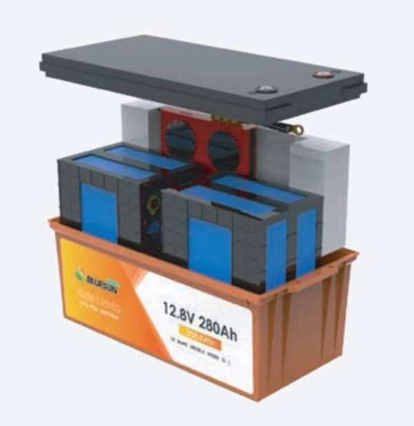 Bluesun litijumska baterija za solare 12.8V 208A sa vidljivim BMS sistemom